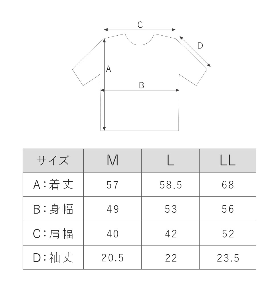 サイズ表 M/L/LL